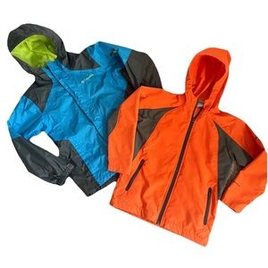 Columbia Jackets Lot of 2 Kids Windbreakers Orange Size 6/7  and Blue Size 8